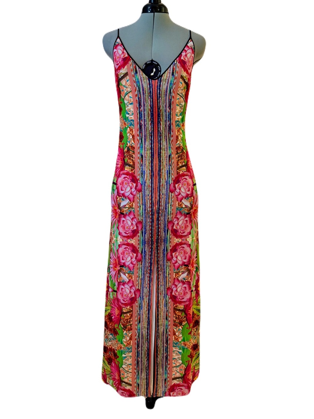 Clover Canyon Fools Gold Floral Liquid Jersey Maxi Dress S Slit